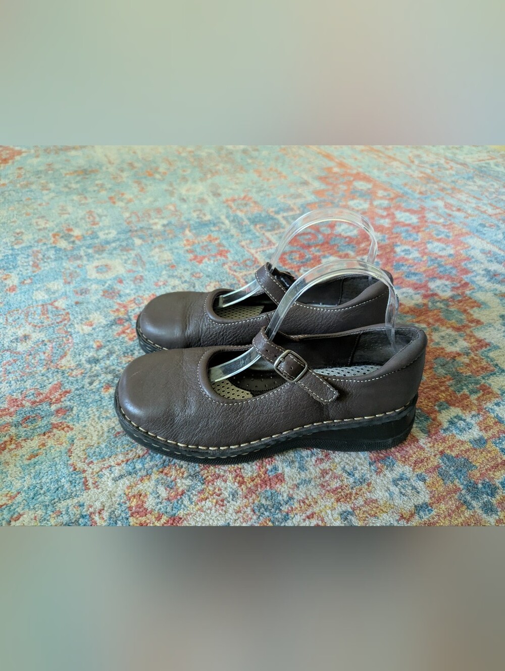 Vintage Y2K Mary Janes Brown Leather Shoes Womens 8.5 M Babydoll Academia Chunky